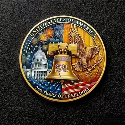 Moneda conmemorativa grabada en 3D, Conjunto de monedas conmemorativas del 250 aniversario de la libertad (1776-2025) - Réplica de moneda de desafío militar con diseño del Capitolio de EE. UU. y águila, medalla de coleccionista, estuche de plástico, edición limitada, regalo para entusiastas de la historia y coleccionistas