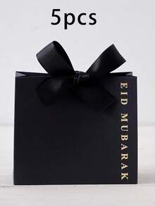 10pcs/Set Elegant Eid Mubarak Gift Boxes, Black & White "Eid Mubarak" Text Print With Gold Ribbon, Size: 11.5 * 10 * 4.5cm - Ideal For Packaging Candies, Chocolates And Small Gifts For Islamic Holidays Like Hajj - Multicolor - View 21