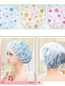 Set Of 12 Plastic Shower Caps For Hydration And Finishing Touches – Assorted Prints – Elastic And High-Quality Version - 6件套裝 - 查看 3