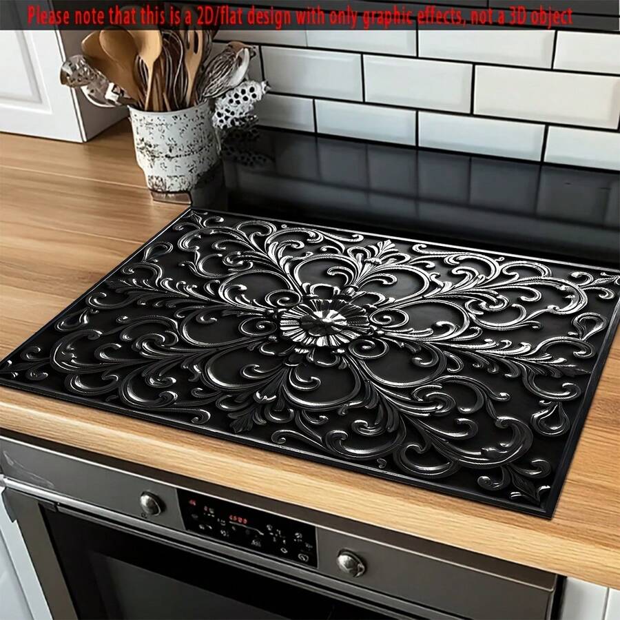 (Hot !!!) 1pc Flat Stove Protector Mat, Rubber Non-Slip Heat-Resistant Kitchen Utensil Protector Mat, Suitable For Induction Cooker, Glass Stove, Multi-Functional Scratch-Resistant Mat, Also Can Be Used As Oven, Washing Machine, Dryer, Kitchen Protector Mat.