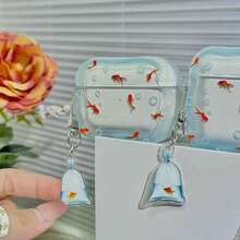 Lucky Koi Fish Earphone Case, With Pendant, Compatible With Apple 1/2/3/4/Pro/Pro2/Pro3 Protective Case, Slim-Fit Earphone Cover, Anti-Drop Earphone Protective Case - Clear - View 10