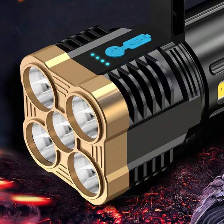 Ultra Powerful Handheld LED Flashlight, USB Rechargeable, COB Side Light, Ideal For Camping, Emergencies, Hiking, Hunting And Nighttime Repairs - 黑色 - 查看 5