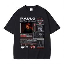 Rare Rapper Paulo Londra Homerun Graphic Print T-Shirts Men Women Hip Hop Fashion Vintage T Shirts Male Casual Oversized Tshirt - 黑色 - 查看 1