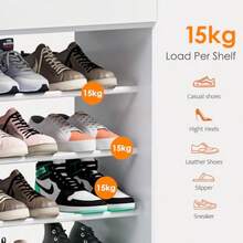 5-Tier Shoe Rack With Top Cabinet 29.5 Inches Shoe Storage Shelf Shoes Organizer For 20-25 Pairs Wooden + Metal Shees Shoe Rack For Entryway Bedroom Hallway Black - White - View 4