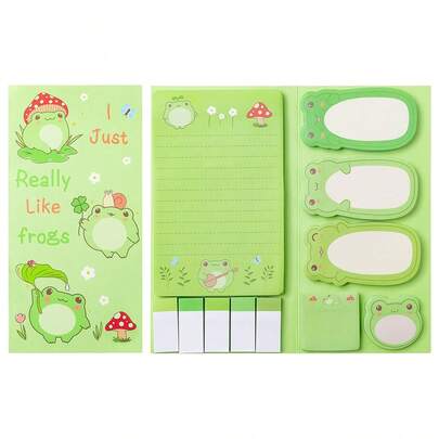 1 Box Cute Animal Sticky Note Set, Reusable Cartoon Memo Pads For Journal Decoration & Daily Note-Taking
