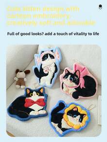 1条可爱猫咪造型多巴胺吸水性强、触感柔软的手巾，竖款设计节省空间，适合浴室和厨房装饰，色彩鲜艳，可用作浴室/厨房装饰布或厨房毛巾 - 彩色 - 查看 5