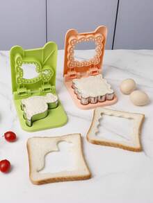 1 Stück quadratischer Blumen-Rand Edelstahl Sandwich Ausstecher Form, Dinosaurier-Rand Brot Ausstecher Form, Heim-DIY Backwerkzeug Toaster Clip, Brot Formgebungsform, praktisch, langanhaltend und einfach zu reinigen, geeignet zum Backen von Gebäck - Verschiedenfarbig - Übersicht 6