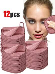 12条装柔软超细纤维面巾，带挂环，可卸妆，亲肤温和，可水洗重复使用。适用于圣诞节、冬季、粉色系、毕业季、生日、节日、夏季、秋季、Y2K、时尚、女士化妆、化妆派对、海滩旅行、露营、学校户外活动、校园旅行、节日装饰礼品、玫瑰色、少女角色扮演、最佳颜色、魅力、氛围 6/3/1 套装 - 紫丁香色 - 查看 2