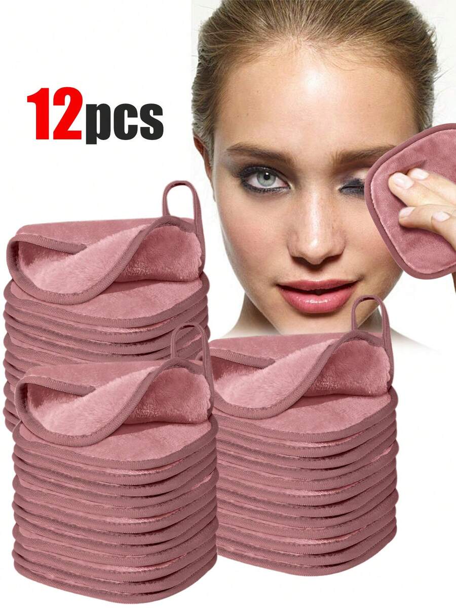 12条装柔软超细纤维面巾，带挂环，可卸妆，亲肤温和，可水洗重复使用。适用于圣诞节、冬季、粉色系、毕业季、生日、节日、夏季、秋季、Y2K、时尚、女士化妆、化妆派对、海滩旅行、露营、学校户外活动、校园旅行、节日装饰礼品、玫瑰色、少女角色扮演、最佳颜色、魅力、氛围 6/3/1 套装