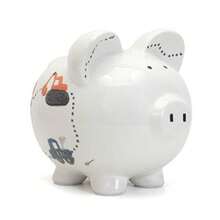 Hucha de Cerámica para Ahorro en Forma de Casa Temática de Acampada Regalo Decorativo para Niños y Adultos-B029 - Camiones de construcción de casco duro - Ver 2