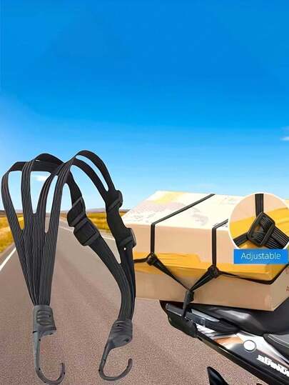 Helmet Luggage Securing Rope, Of High-Strength Four-In-One Strap With Four-Strand Forked Hooks, 1.5 Times Elastic Stretch, Universal For Electric And Motorcycle,Helmet Elastic Rope, Electric Vehicle Luggage Fastening Strap, Easy To Us,Suitable For Travel, Shipping, Gifts For Family, Friends, Colleagues, Home Gifts, Holiday Gifts