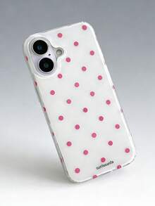 Fashionable Phone Case, Minimalist & Cute Design, Black & White Polka Dot Pattern, Compatible With IPhone 11 To 17 Series Including Pro Max - Pink - View 2