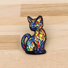 Cute Cartoon Animals Fox Enamel Pin Colorful Cats Brooch Pins Lapel Pin Badge On Backpack Clothing Accessories Jewelry Friends Gifts - Black - View 8