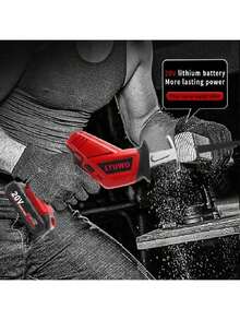 LYUWO锂电池工具，军用锯，往复锯，手锯，可充电锂电池通用锯，小型家用电锯。可切割木材、金属、塑料，修剪树枝，便于携带，采用合金钢链条材质，非常耐磨，配备大容量锂电池和2套锯片。 - 酒紅色 - 查看 4