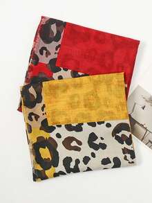 1 st. leopardmönstrad lapptäckssjal för kvinnor, eleganta och trendiga halsdukar, mångsidiga för flera tillfällen - Multifärgad - Visa 11