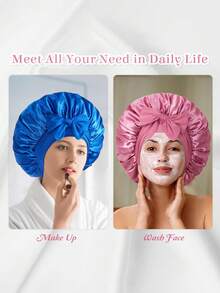 1 chiếc mũ ngủ lụa dành cho nữ, cỡ lớn, có dây thun điều chỉnh được, phù hợp với tóc xoăn hoặc tóc tết. - Nhiều màu - Xem 10