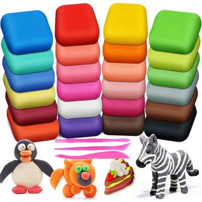 12/24/36 Colors Air Dry Clay Set With Tools, Magic Modeling Clay, Super Light DIY Modeling Clay, Children's DIY Handmade Air Dry Soft Clay, Creative Handicrafts (Random Color Delivery), Easy To Use, Ideal Gift For Children