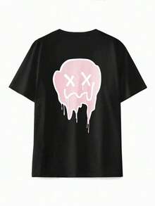 Mens Tshirts Shirts  Men's Printed Round Neck Short Sleeve T-Shirt, Summer Men's Pure Cotton T-Shirt Effortless Styling, Showcase Your Unique Style Men's Fashion Print Casual T-Shirt Casual Summer T-Shirt, Comfortable Outdoor Casual Wear - 黑色 - 查看 1