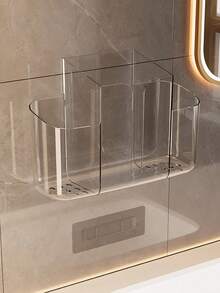 1pc Bathroom Tissue Paper Holder, Transparent Wall-Mounted Storage Box, Multifunctional Rack Without Drilling - Multicolor - View 6