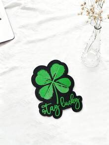 1pc "Stay Lucky" Four-Leaf Clover Embroidered Patch, Inspirational Design, Iron-On Or Sew-On Decorative Badge For Clothing, Backpacks, Jeans, Hats, DIY, Great Gift For Birthday, Graduation, Holidays - Four-leaf Clover - View 8