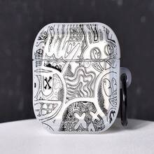 Cartoon Graffiti Design Transparent Protective Case Compatible With Apple Bluetooth Earphones, Anti-Drop Earphone Cover Shell, Suitable Compatible With Apple Earphones - Clear - View 14