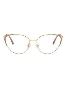 Visivana 1 Pair Women's Multi-Color Cat Eye Rhinestone Metal Frame Glitter Fashion Retro Clear Lens Glasses - Multicolor - View 4