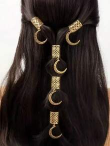 5件套女孩编织发饰组合 - 月亮星星发夹，时尚个性化编织装饰，金属吊坠，Y2K派对，朋克风礼物，适合女孩，音乐节，派对，节日，旅行，女孩礼物，发饰，金属装饰 - 彩色 - 查看 7