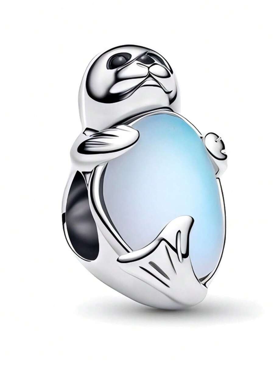 1pc Fashionable Cute Seal Beaded Bracelet/Necklace DIY Craft, Versatile Gift - Silver - View 1