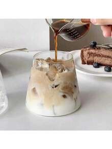 1个极简主义拿铁咖啡玻璃杯，牛奶杯，家用饮水杯，夏季冷饮杯 - 無色 - 查看 5