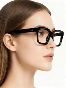 3副经典方形镜框黑色玳瑁纹透明眼镜，适合阅读、返校、护眼、日常佩戴，透明眼镜配件 - 無色 - 查看 3