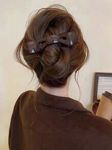 新款不对称蝴蝶结慵懒爪夹优雅发夹，蝴蝶夹发饰，简约发爪发饰 - 彩色 - 查看 2