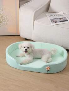 LANGXINGCS 1pc Soft Oval Pet Bed, Flower Decorated Pet Cat Bed, Comfortable Non-Slip Waterproof Oval Pet Nest For Indoor Use Of Medium/Small Pets - Multicolor - View 13