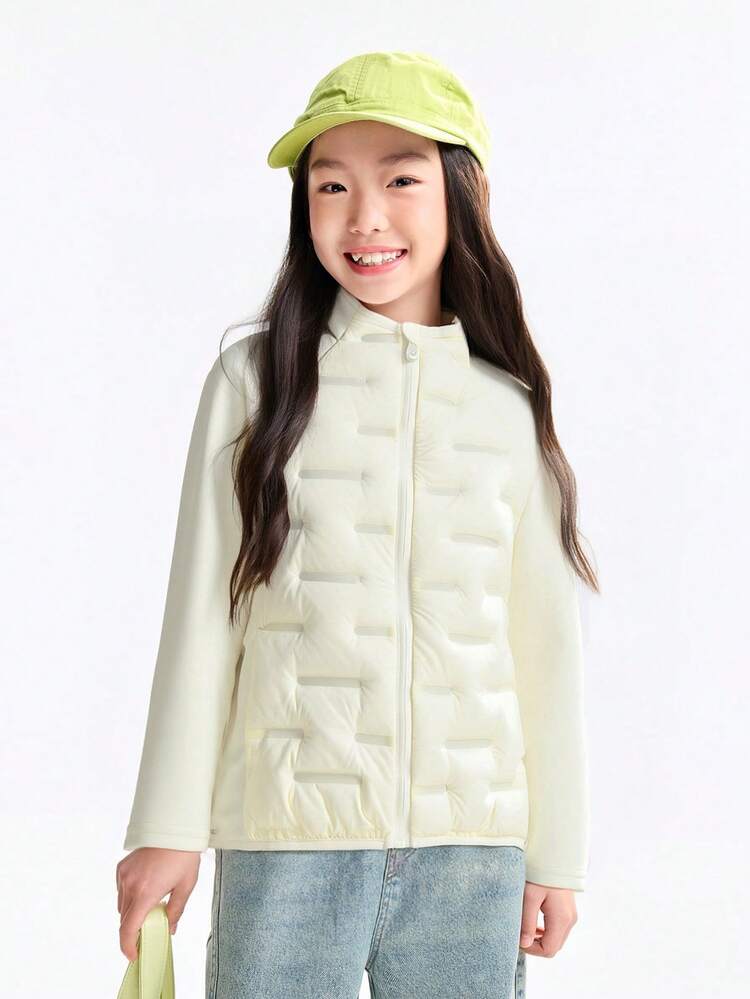 Annil Chaqueta de plumas ligera para niñas preadolescentes, nueva para el invierno 2026 - Música ligera albaricoque - Añade 8