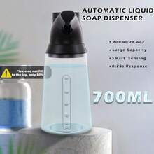 Summon The Elves - Paquete de 2 dispensadores automáticos de jabón líquido sin tacto 4 niveles ajustables de color blanco moderno dispensador de jabón de manos para baño 700 ml sensor de - 2 unidades de color negro - Ver 5