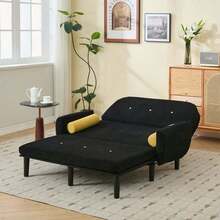 Sofas & Couches - Black + Corduroy + Foam + Iron + Plastic + 2 Seat + Foam-1 - View 6