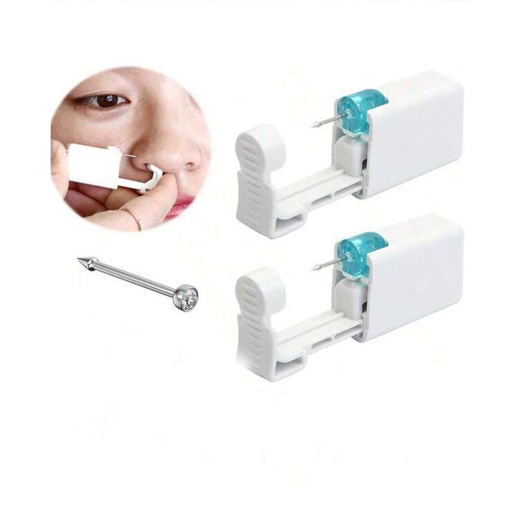1 Nose Piercing Kit With Silver Nose Studs, 1 Pack Nose Piercing Gun, Disposable Nose Piercing Kit, White Nose Piercing Gun Tool Set - Bạc - Xem 1