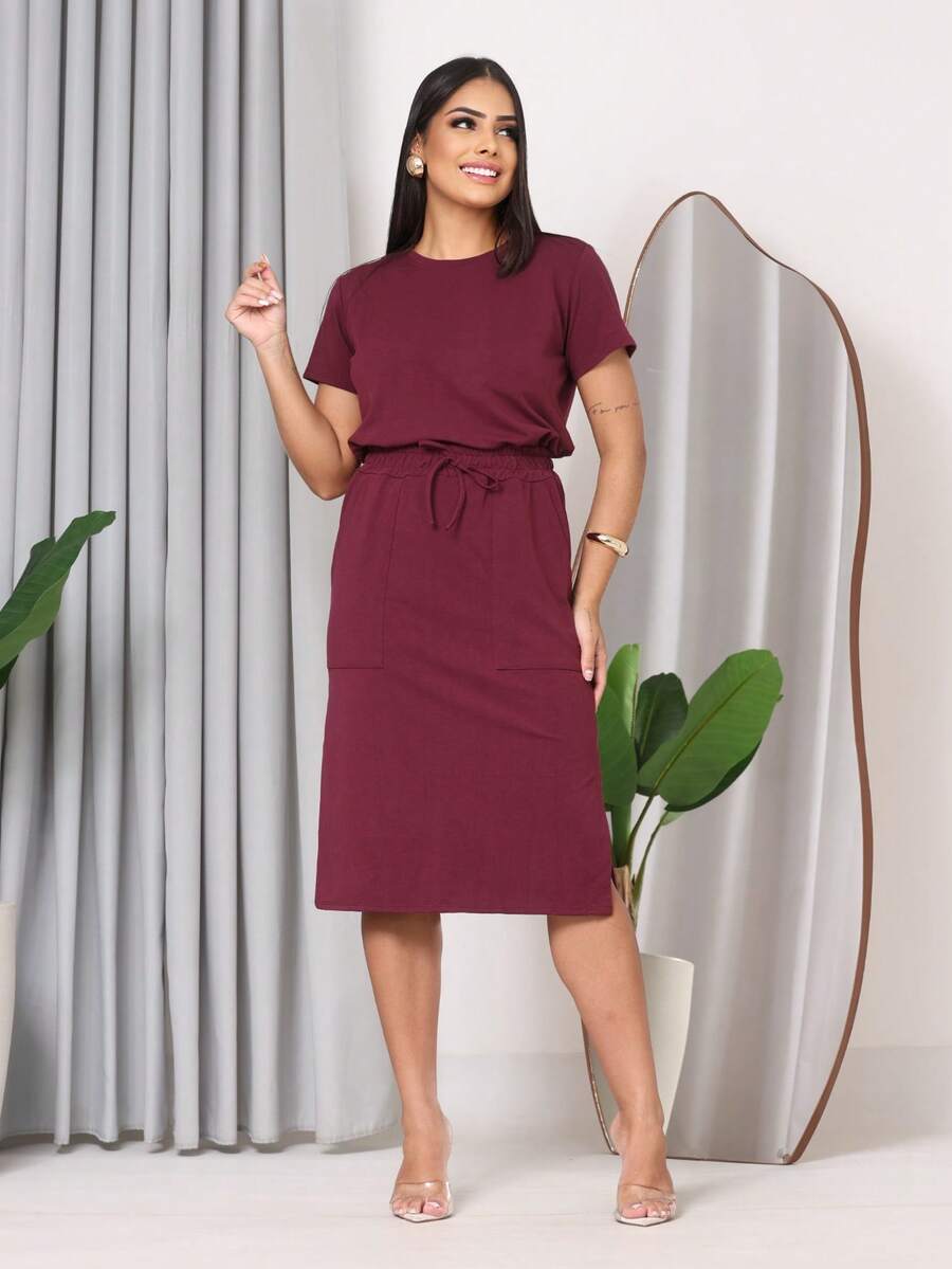Casual Elegant Conservative / Modest Knot Beach - Burgundy - View 1