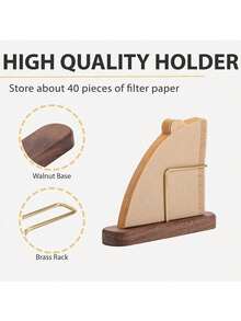 1pc Conical Coffee Filter Holder, Suitable For #1/#2/#4 Filter Papers, Vertical Coffee Filter Rack Made Of Walnut Wood And Brass, Suitable For Pour Over Coffee, Coffee Lover's Gift, Drip Coffee Maker, Espresso Bar, Minimalist Kitchen, Home Brewing - Mocha Brown - View 5
