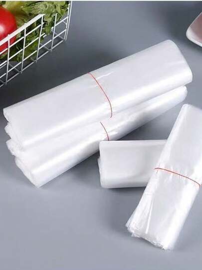 50个透明塑料背心袋，超市水果包装袋，一次性外卖袋，方形防潮保鲜袋，加厚双带密封袋，冰箱保鲜袋，食品保鲜自封袋