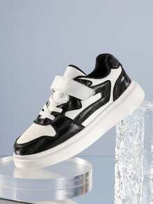 TATORHT 1 Pair Unisex Kids Soft Sole Anti-Slip Casual Leather Sneakers, Versatile, Suitable For Spring, Summer, Autumn, Winter - Black - View 7