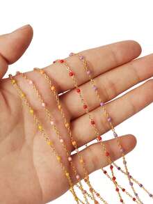 Dây chuyền hạt thép không gỉ 100cm, dây chuyền hạt nhựa nhiều màu sắc phong cách Bohemian, dây chuyền tráng men để làm trang sức DIY và phụ kiện vòng cổ. - Chuỗi tự làm - Xem 8