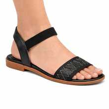 ALLEAN Flat Sandal With Elastic. - SB BLACK/GLOSSY BLACK - View 1
