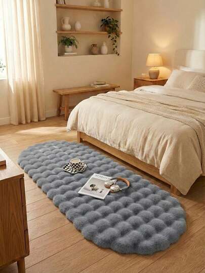 1 件柔软蓬松的灰色毛绒地垫，舒适适用于卧室、客厅、书房、办公室、玄关，可作装饰地毯 - 室内四季家居装饰