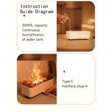 Difuzor de aromă cu ceață de lavă vulcanică alimentat prin USB cu lumini colorate, umidificator de aer pentru sufragerie, dormitor, de asemenea, un cadou minunat - Multicolor - Vizualizare 6