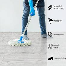 1 rolka 40 cm x 3 m samoprzylepnej naklejki na podłogę z winylu, 3D papier do odklejania i przyklejania z fakturą drewna, odpowiedni do domu, mieszkania, samoprzylepna, łatwa do usunięcia, wodoodporna, pogrubiona wykładzina podłogowa z fakturą drewna - B - Zobacz 5