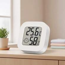 2个高精度迷你温湿度计，室内家用爬行动物电子温湿度计，车载温度计，带大液晶显示屏的数字花园温湿度计 - 白色 - 查看 6
