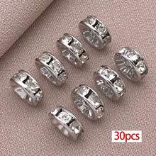 30颗18K镀金透明水晶水钻珠,直边法兰珠,金色扁平圆珠,圆片水晶金属珠,适用于DIY珠宝制作 - 彩色 - 查看 10