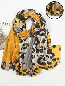 1 st. leopardmönstrad lapptäckssjal för kvinnor, eleganta och trendiga halsdukar, mångsidiga för flera tillfällen - Multifärgad - Visa 6