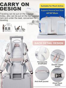 Floless 可折叠旅行笔记本电脑背包，符合航空公司规定，男女通用旅行包，可压缩旅行背包，14英寸笔记本电脑商务背包，防水大容量包 - 灰色 - 查看 7