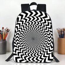 1pc Optical Illusion Art Backpack, Personalized Unisex Casual Backpack, Versatile Student Bag - A - View 8